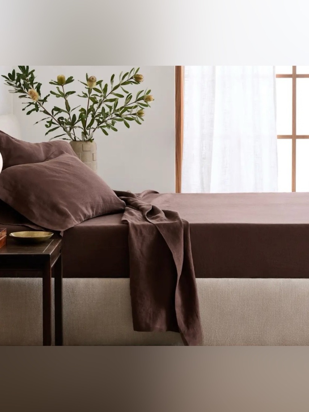 NWT Quince European Linen 5 pc Sheet Set, Split King (Espresso)